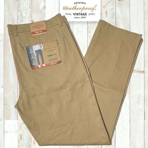 Weatherproof Other - NWT Weatherproof Vintage Chino 2.0 Slim Straight Stretch Pants Khaki Men 36x32